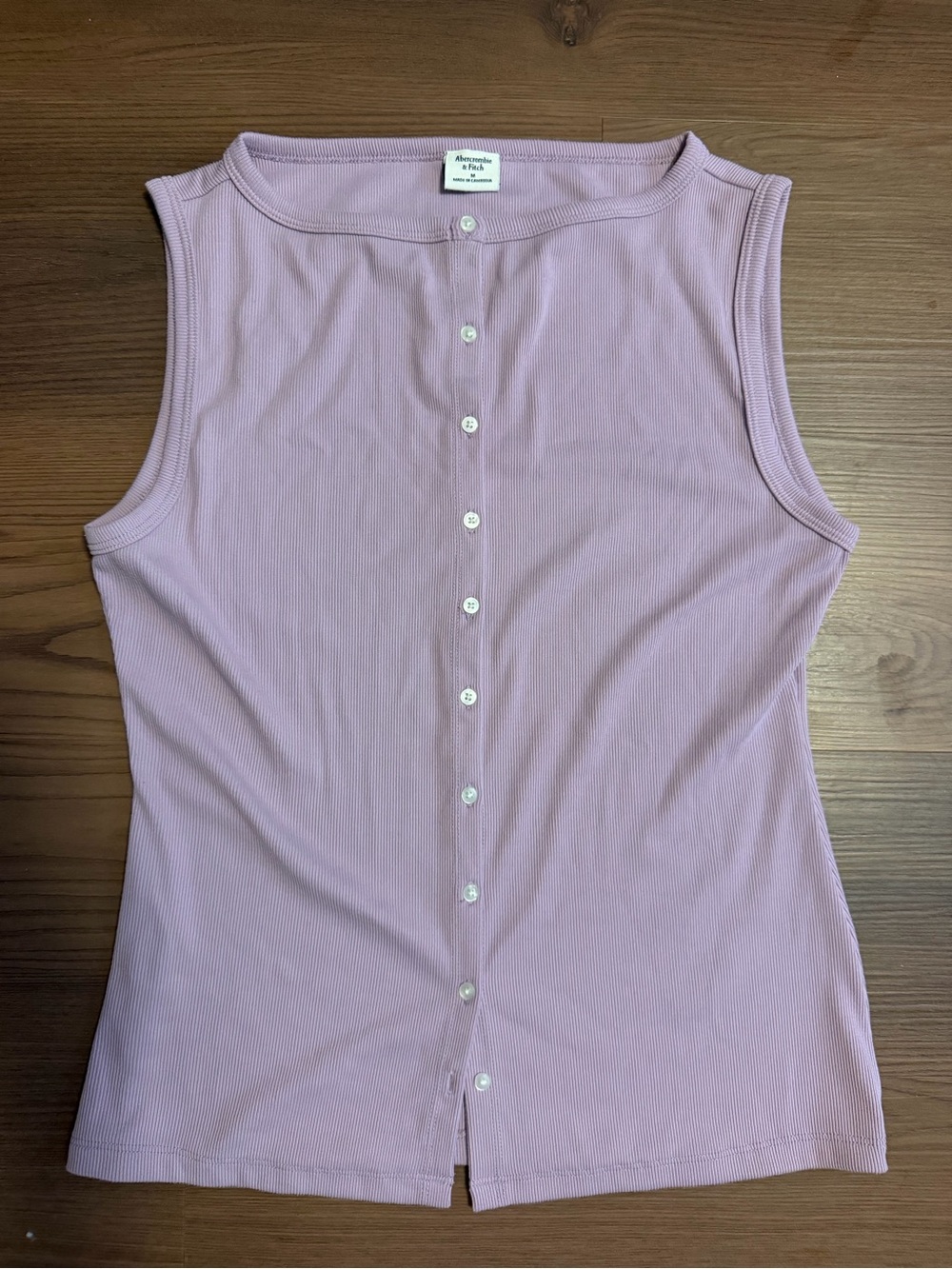 Sleeveless Button-Front Ribbed Tank Top - Lilac